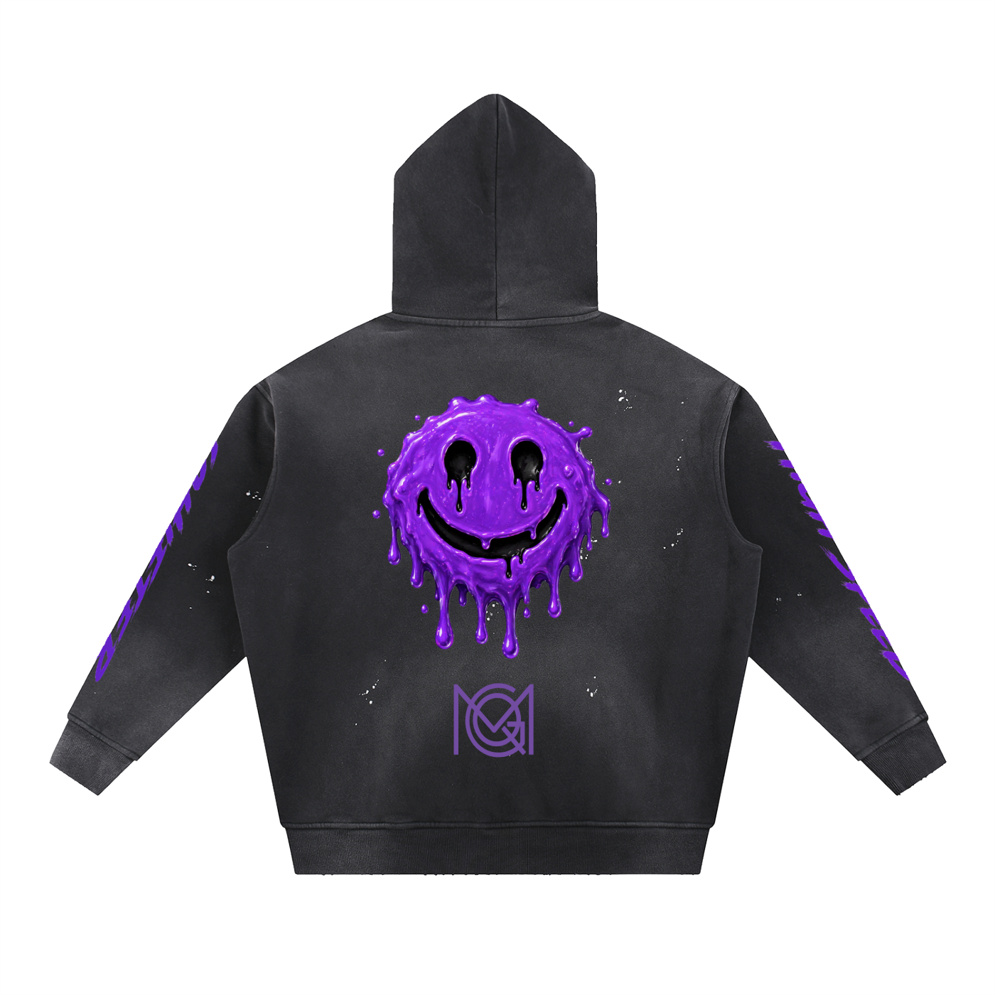 MGQ Vintage Washed Frayed Fleece Hoodie