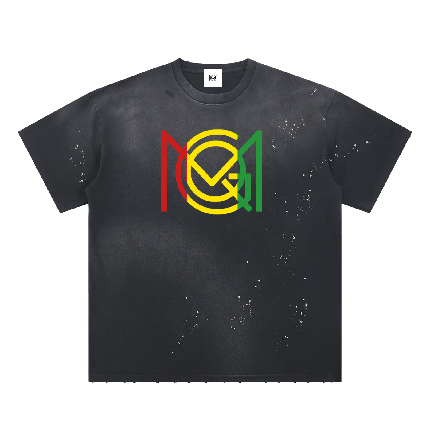 MGQ Hand-Frayed Sunfade Paint Splatter T-Shirt