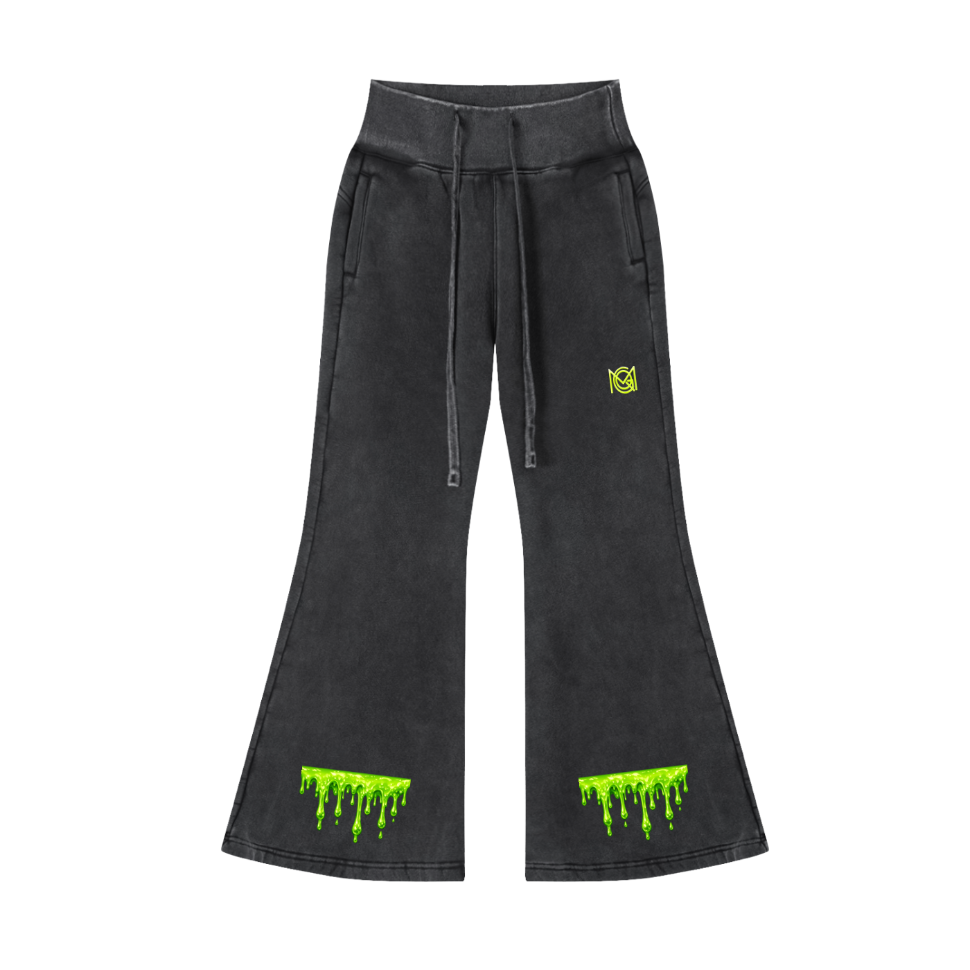 MGQ Women Vintage Washed Flared Fleece Pants