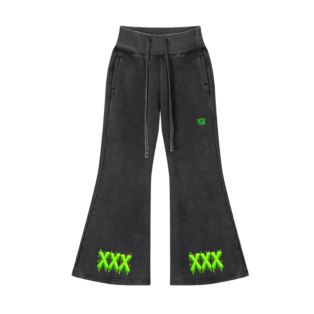 MGQ Women Vintage Washed Flared Fleece Pants