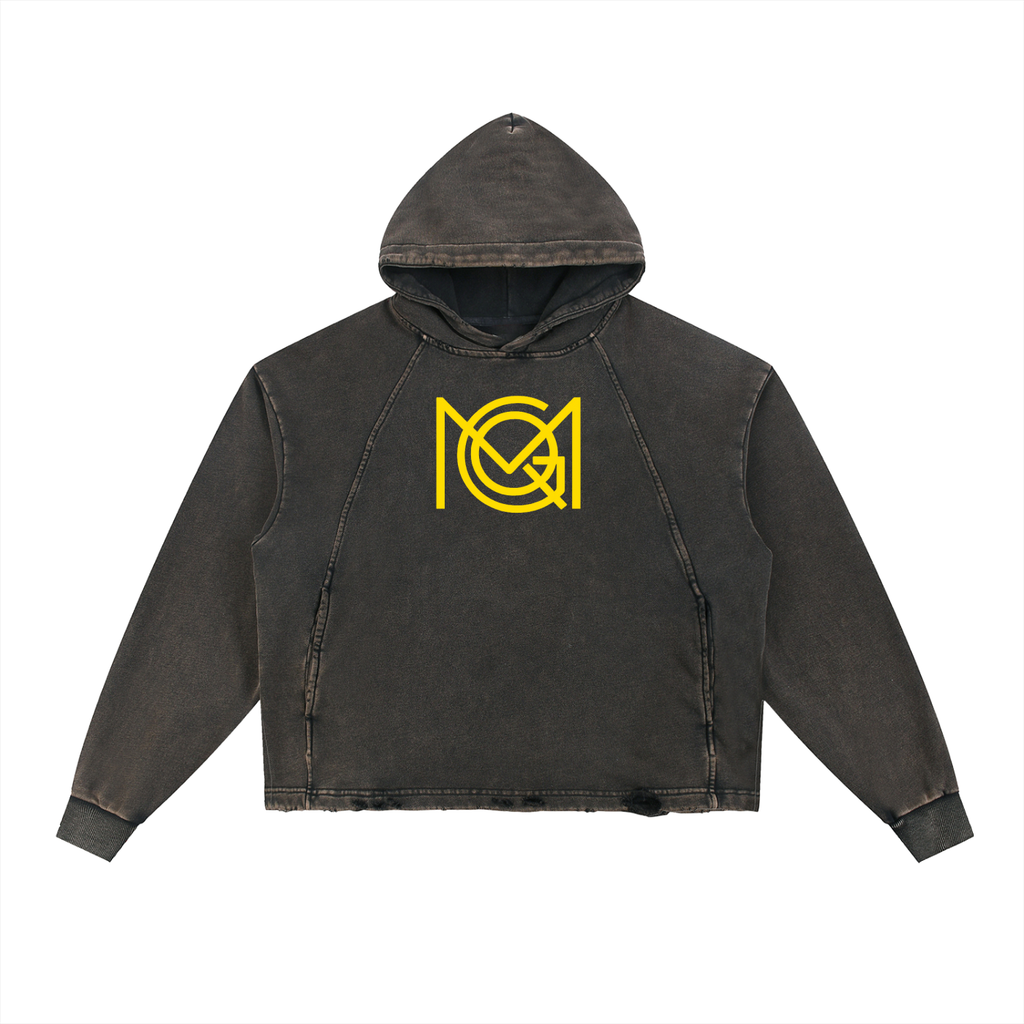MGQ Vintage Washed Frayed-Hem Hoodie