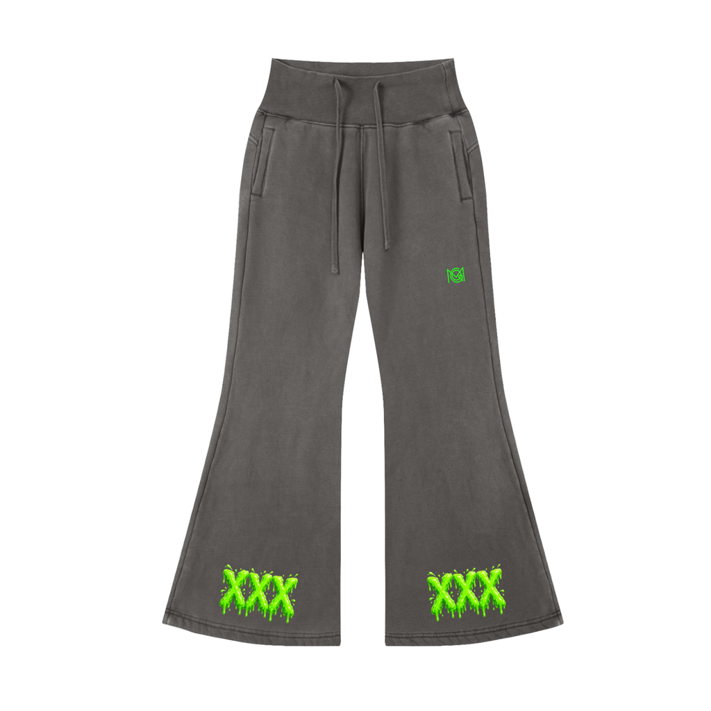 MGQ Women Vintage Washed Flared Fleece Pants