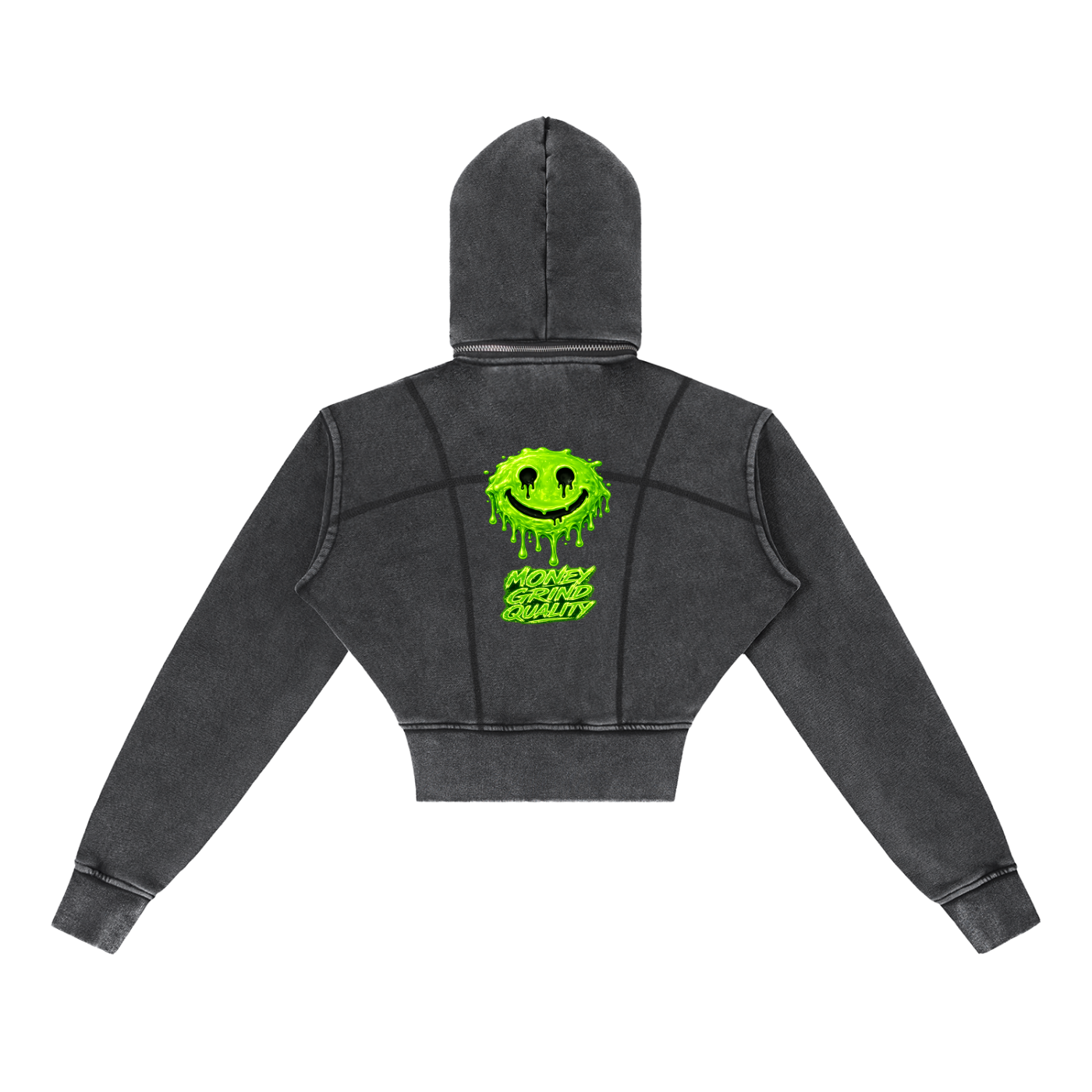 MGQ Women Vintage Washed Cropped Fleece Hoodie
