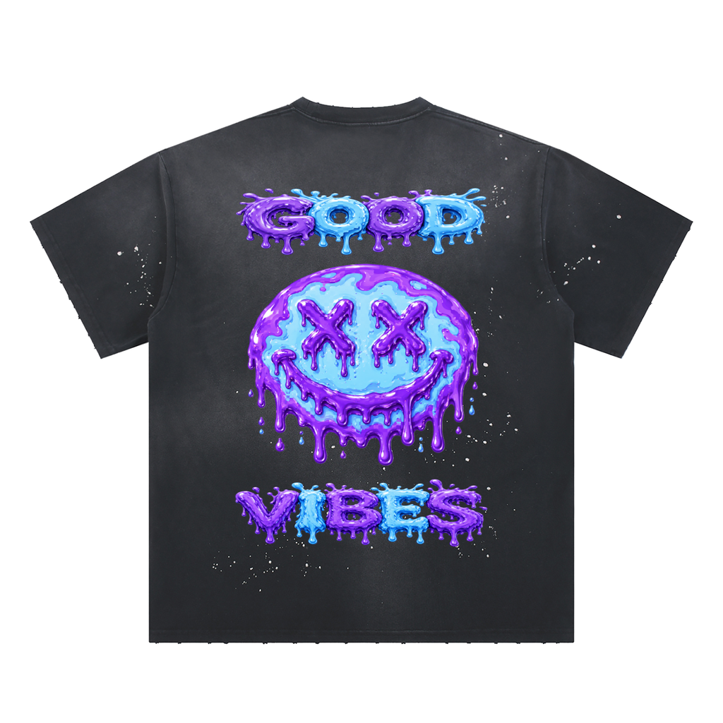 MGQ Hand-Frayed Sunfade Paint Splatter T-Shirt