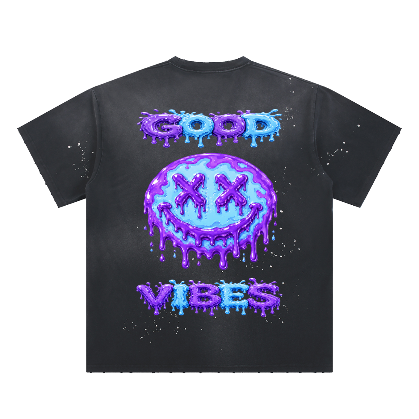 MGQ Hand-Frayed Sunfade Paint Splatter T-Shirt