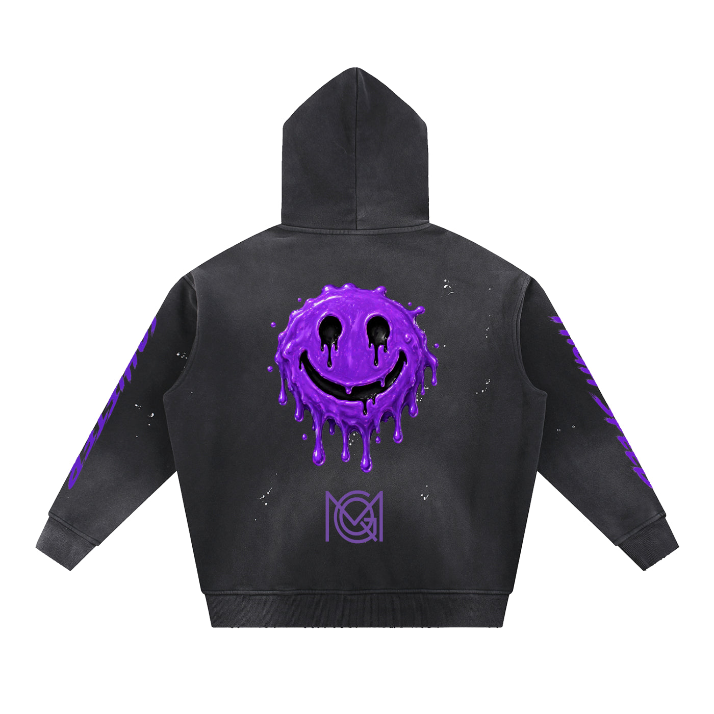 MGQ Vintage Washed Frayed Fleece Hoodie