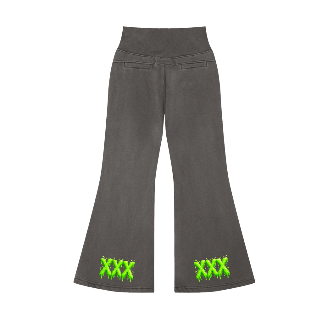 MGQ Women Vintage Washed Flared Fleece Pants
