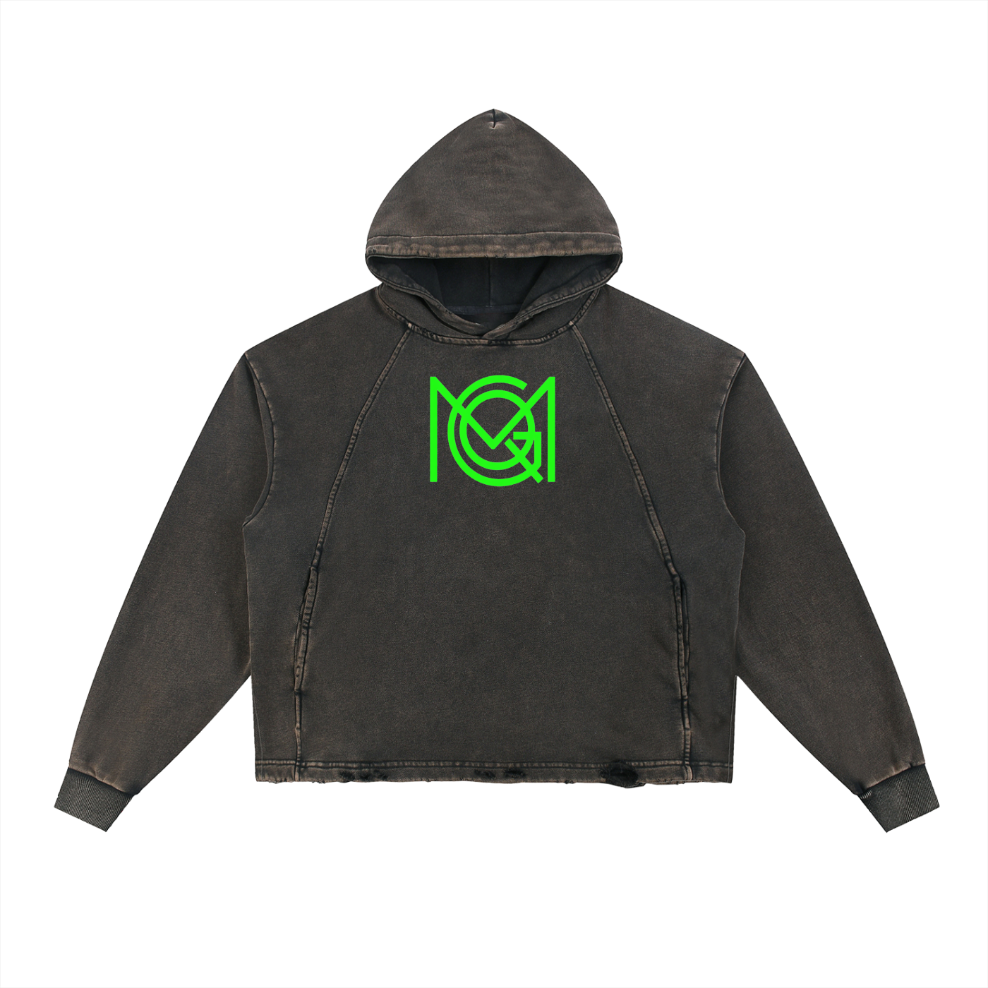 MGQ Vintage Washed Frayed-Hem Hoodie