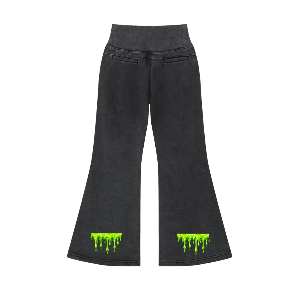 MGQ Women Vintage Washed Flared Fleece Pants
