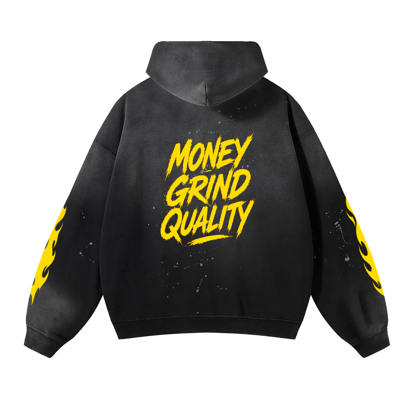 MGQ Vintage Wash Frayed Fleece Hoodie - 360 GSM
