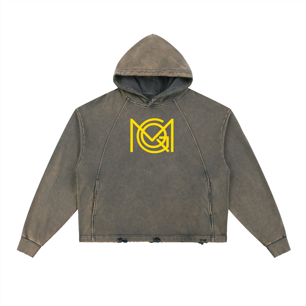 MGQ Vintage Washed Frayed-Hem Hoodie