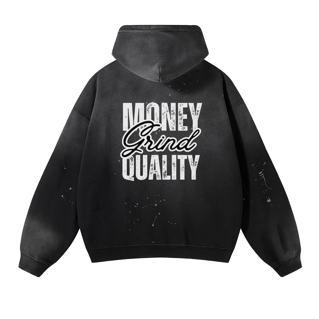 MGQ Vintage Wash Frayed Fleece Hoodie
