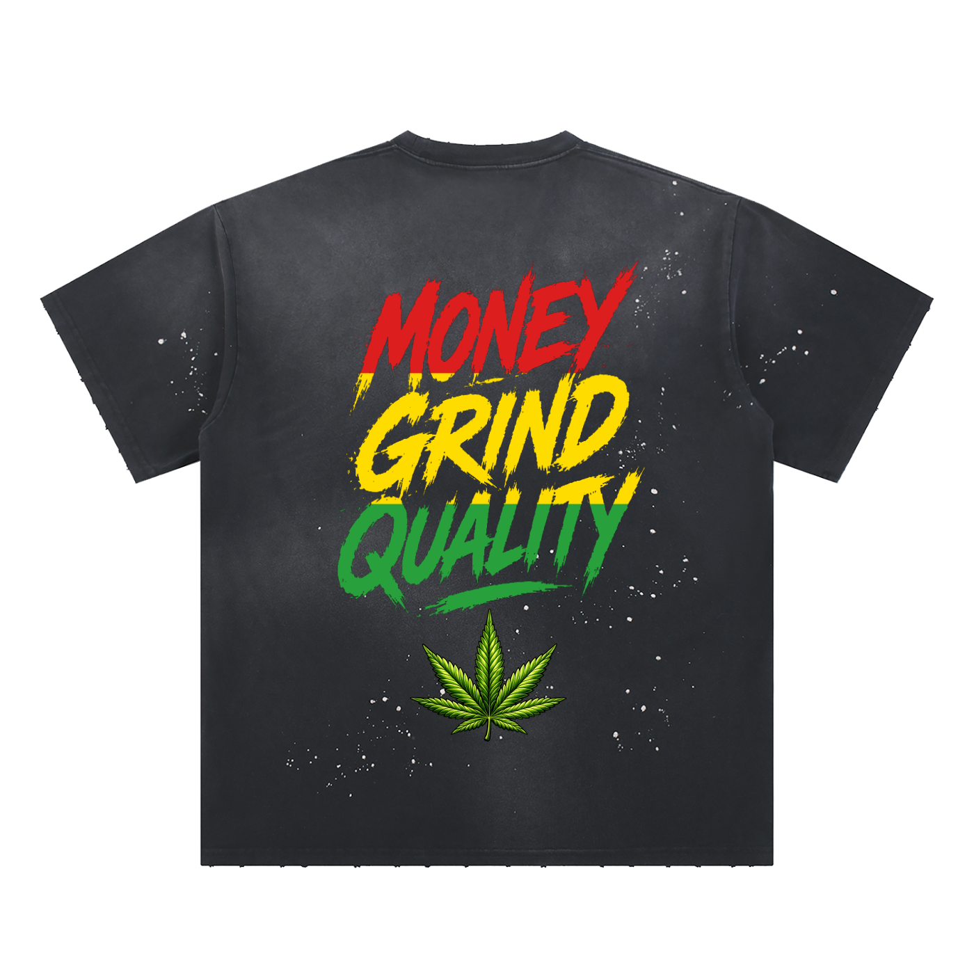 MGQ Hand-Frayed Sunfade Paint Splatter T-Shirt